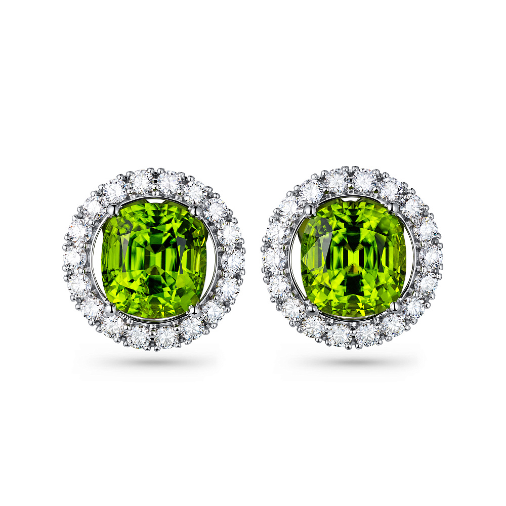 Earrings with peridots and diamonds картинка 1