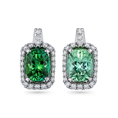 Earrings with green tourmalines and diamonds