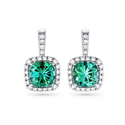 Earrings with mint tourmalines and diamonds