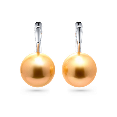 Earrings with golden South Sea pearls