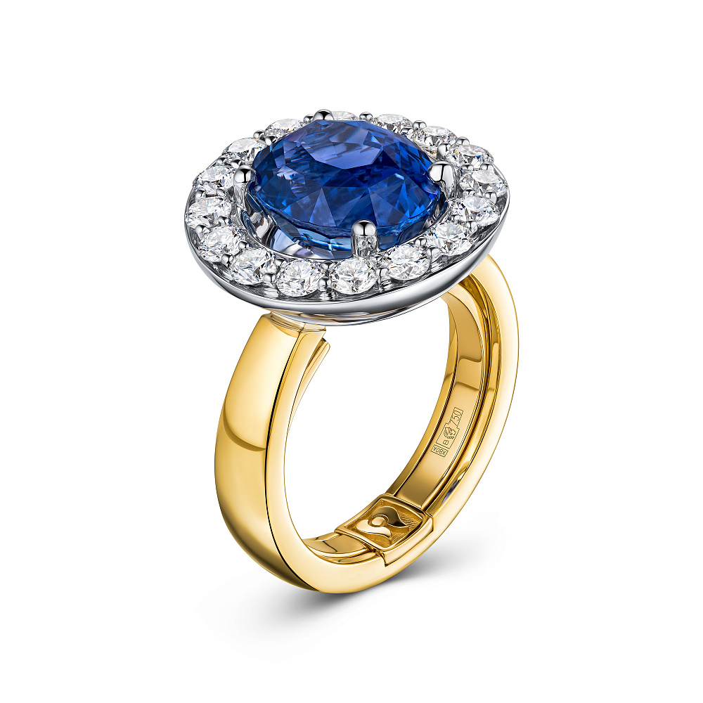 Ring with blue sapphire and diamonds картинка 2