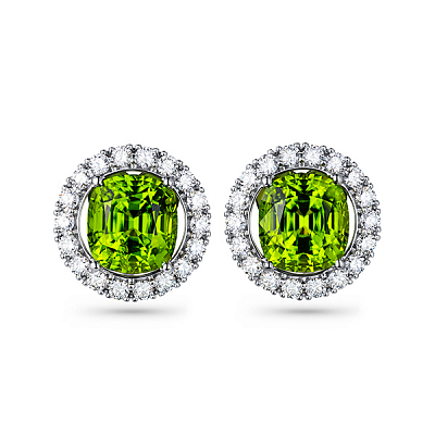 Earrings with peridots and diamonds