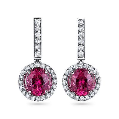 Earrings with rubellite tourmalines and diamonds