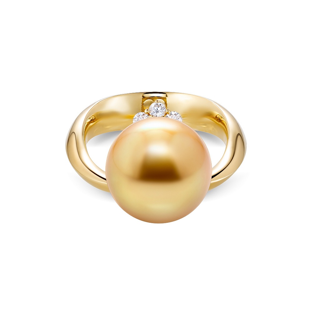Ring with golden South Sea pearl and diamonds картинка 2