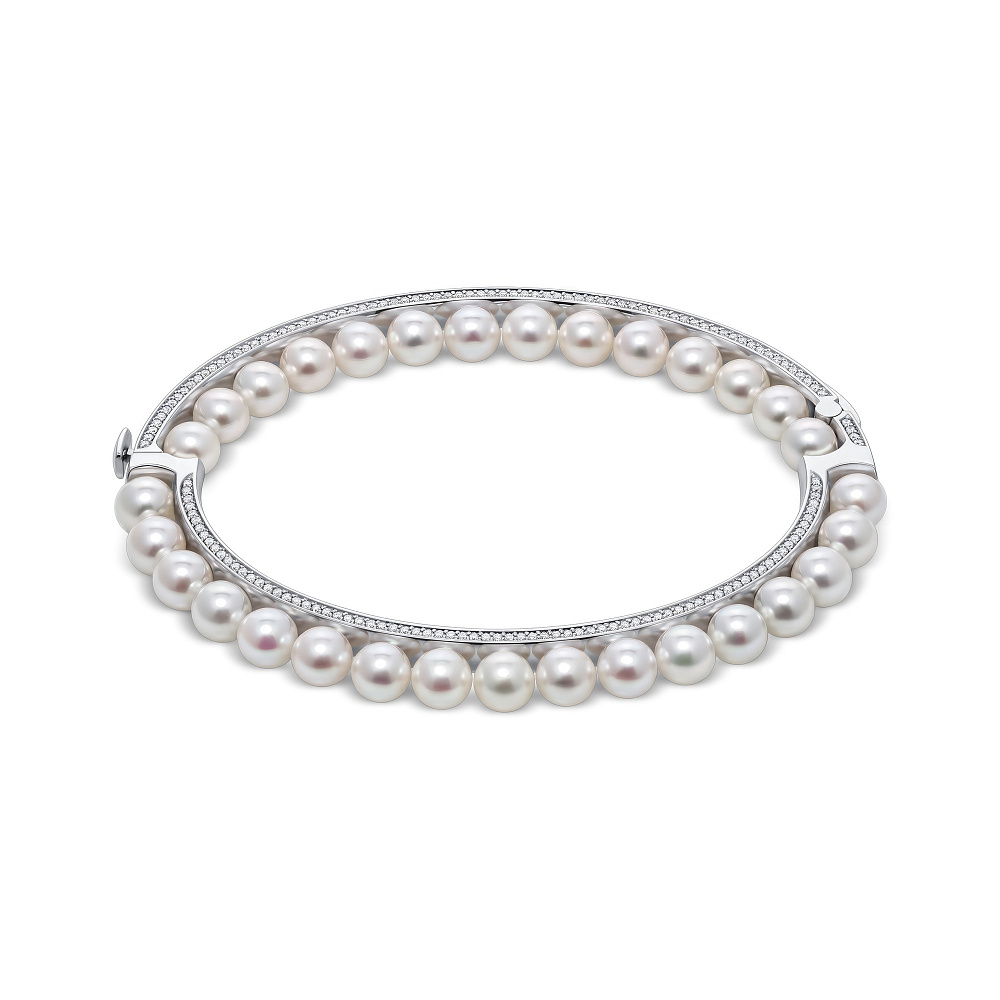 Matching bracelets with Akoya pearls and diamonds картинка 2