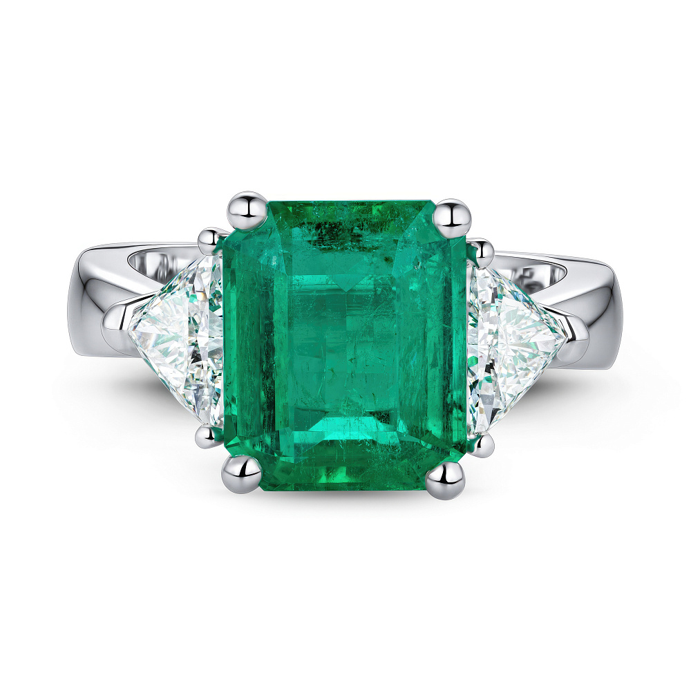 Ring with emerald and diamonds картинка 1