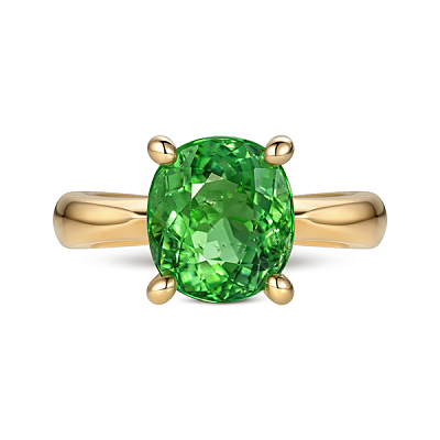 Ring with apple-green paraiba tourmaline