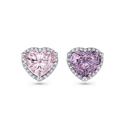 Stud earrings with spinels and diamonds