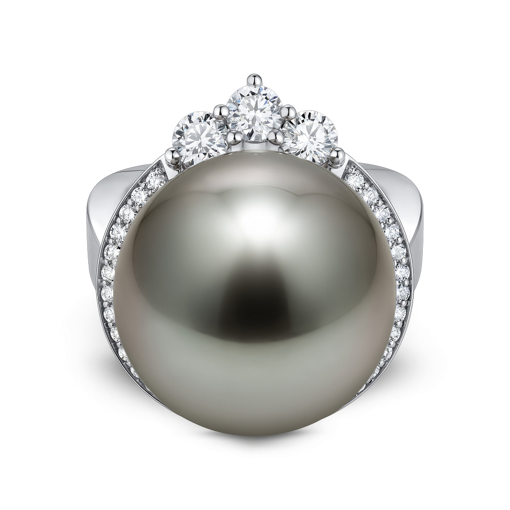 Ring with Tahitian pearl and diamonds картинка 2