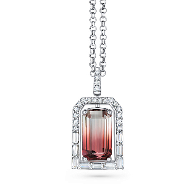 Pendant with Bi-color tourmaline and diamonds