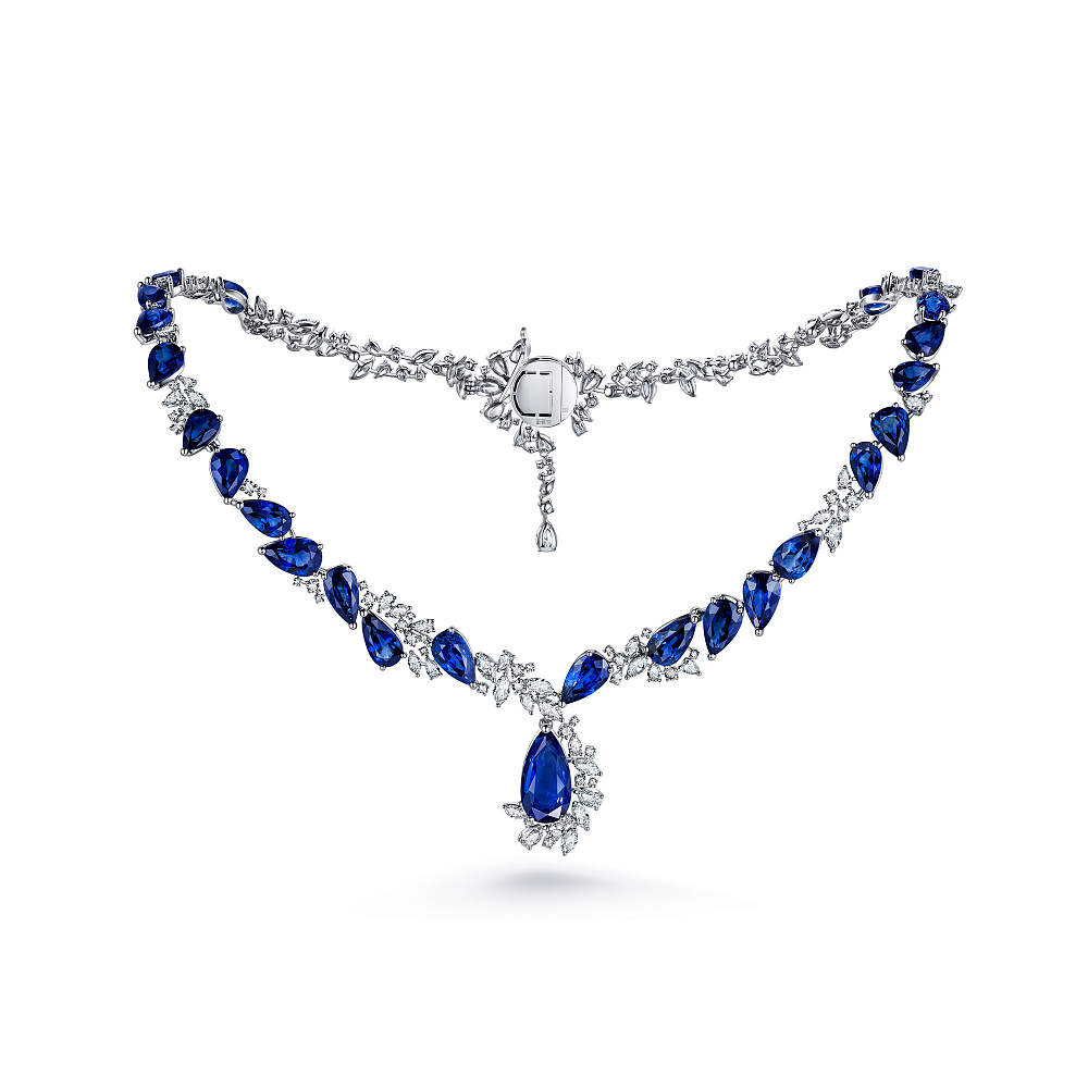 Necklace with blue sapphires and diamonds картинка 1