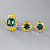 Ring with teal sapphires, yellow sapphires, and diamonds