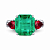 Ring with emerald, rubies, and diamonds