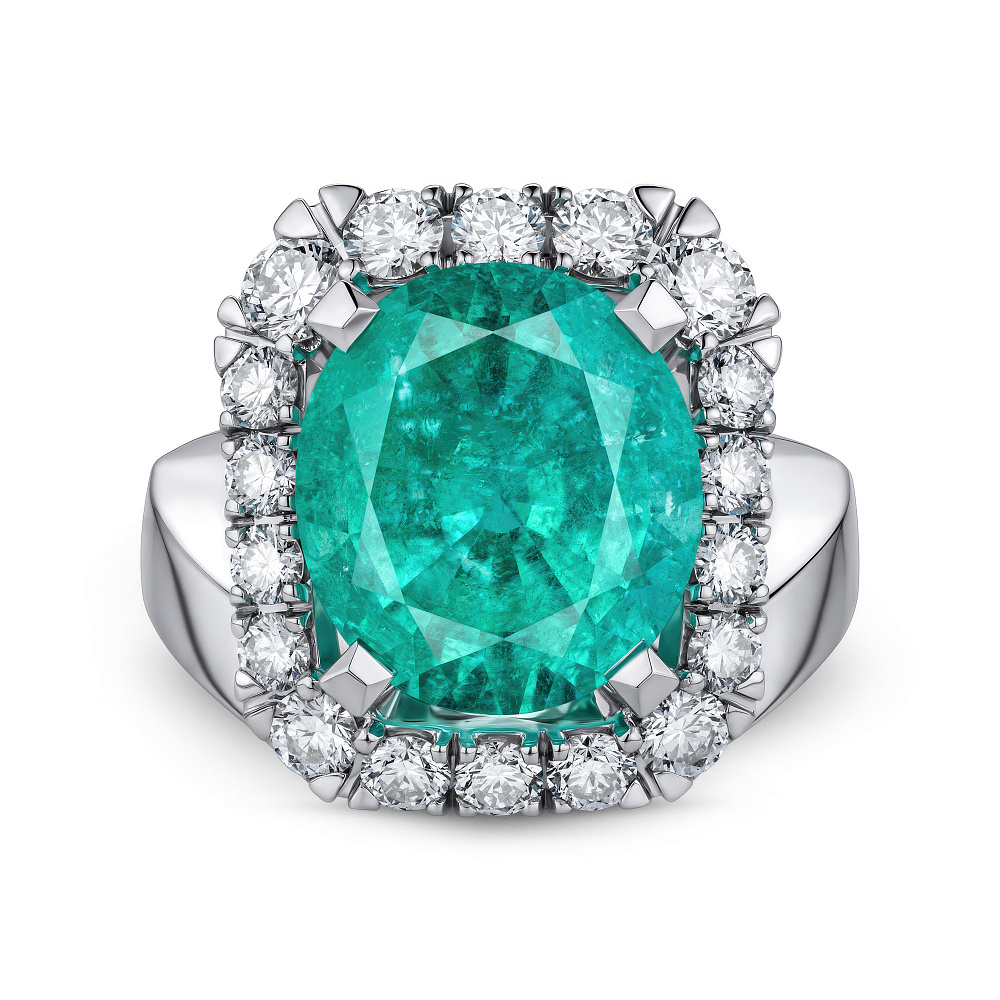 Ring with paraiba tourmaline and diamonds картинка 1
