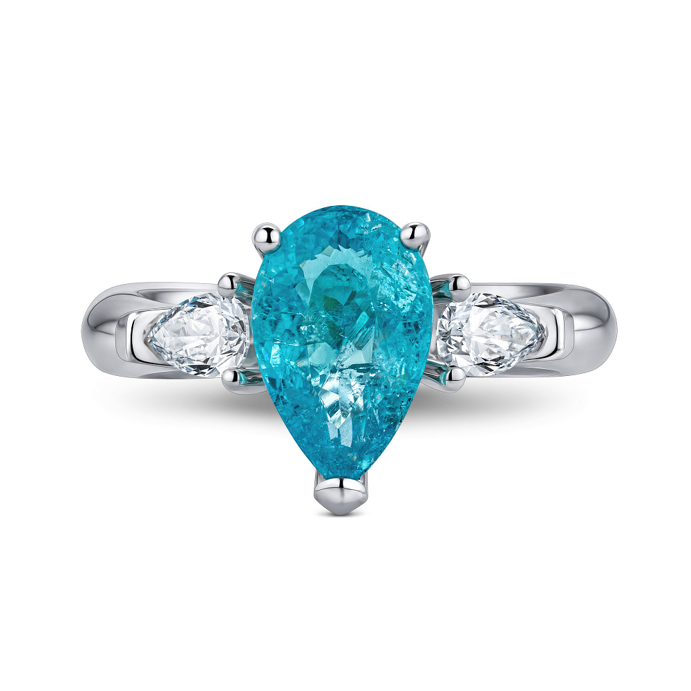 Ring with paraiba tourmaline and diamonds картинка 1