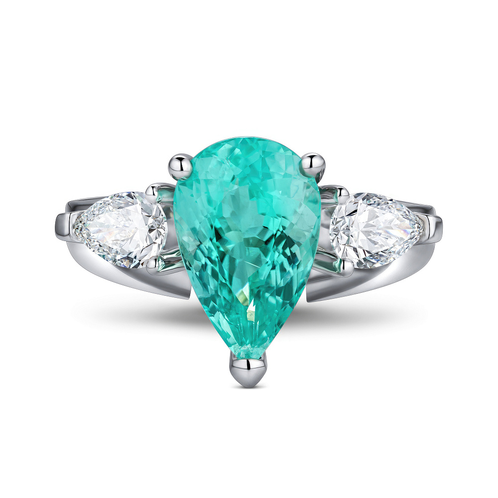 Ring with paraiba tourmaline and diamonds картинка 2