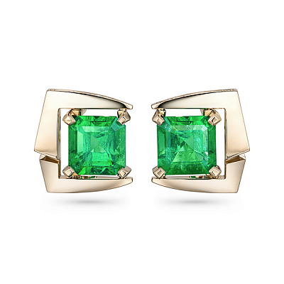 Earrings with emeralds and diamonds