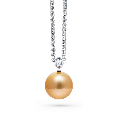 Pendant with golden South Sea pearls and diamonds