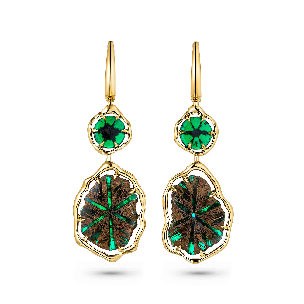 Earrings with trapiche emeralds картинка 1