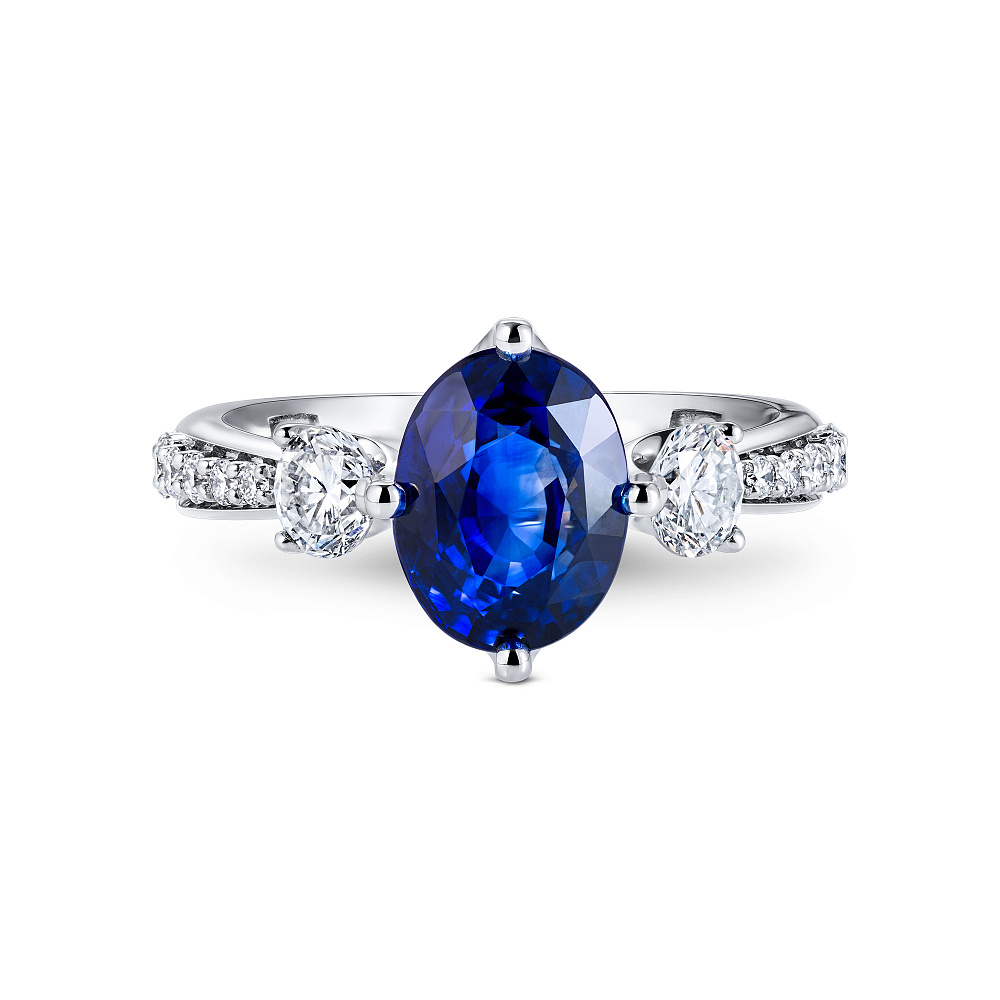 Ring with blue sapphire and diamonds картинка 2