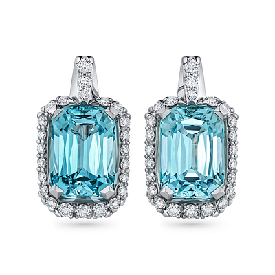 Earrings with aquamarines and diamonds