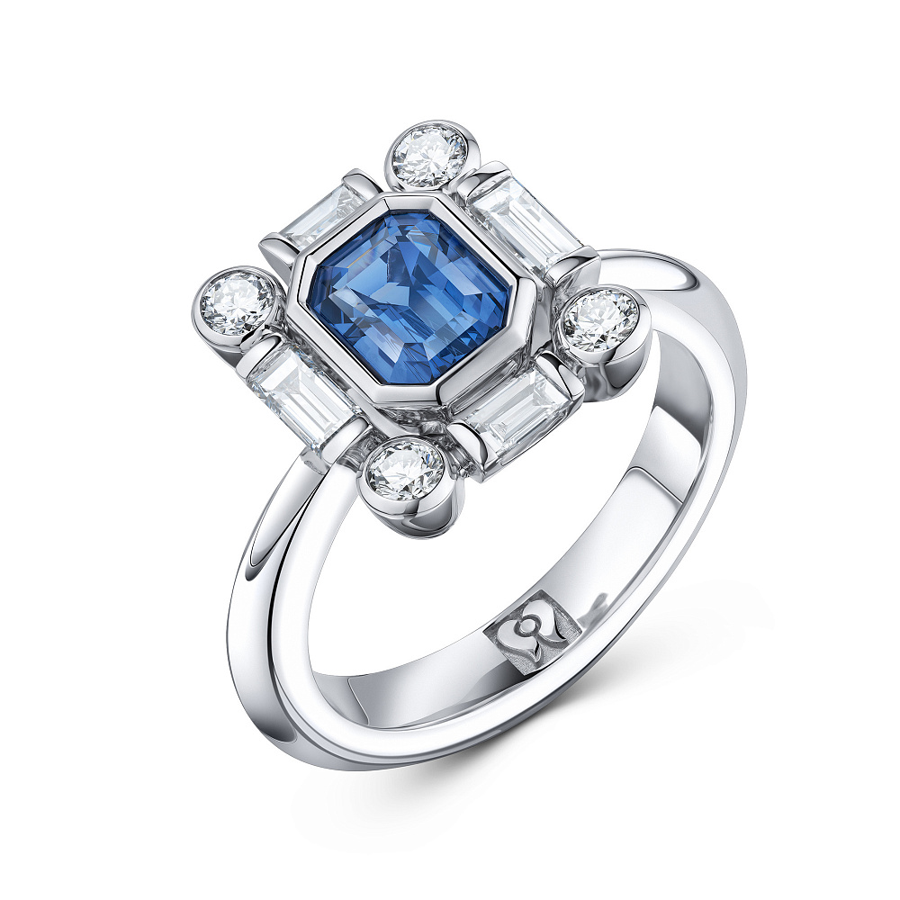 Ring with spinel and diamonds картинка 2