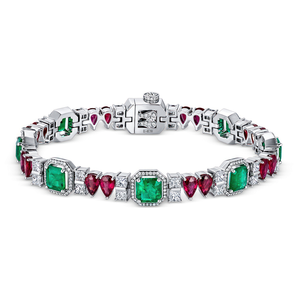 Bracelet with emeralds, rubies and diamonds картинка 1