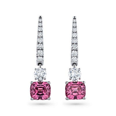 Earrings with spinels and diamonds