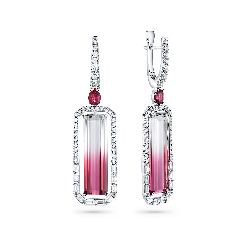Earrings with polychrome tourmalines, spinels and diamonds картинка 2