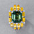 Ring with teal sapphires, yellow sapphires, and diamonds
