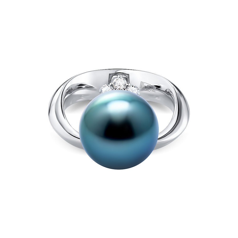 Ring with Tahitian pearl and diamonds картинка 2