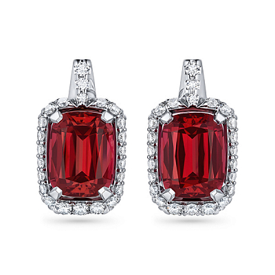Earrings with rubellite tourmalines and diamonds