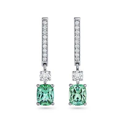 Earrings with mint tourmalines and diamonds