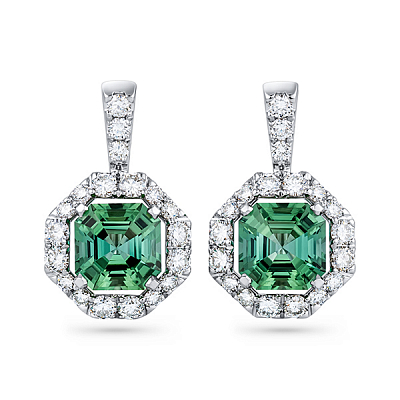 Earrings with green tourmalines and diamonds