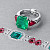 Ring with emerald, rubies, and diamonds