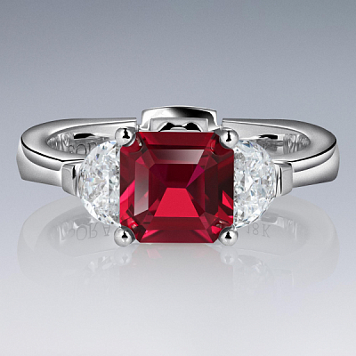 Ring with Pigeon's Blood ruby and diamonds