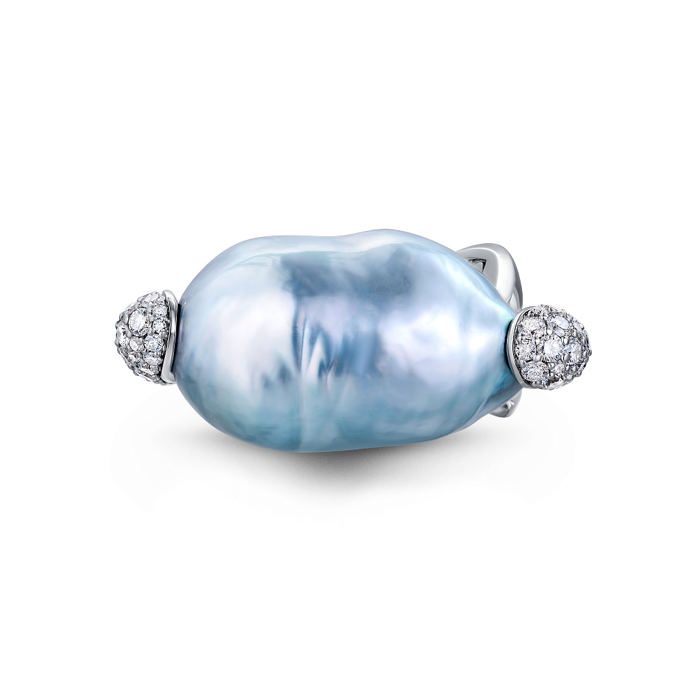 Ring with South Sea baroque pearl and diamonds картинка 2