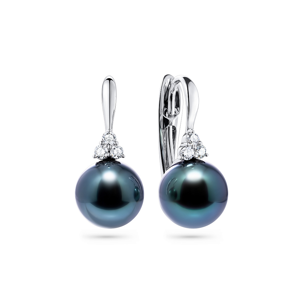 Earrings with Tahitian pearls and diamonds картинка 2