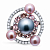 Ring with Tahitian pearl, freshwater pearls, malaya garnets, and diamonds