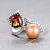 Ring with tourmaline, freshwater pearls and diamonds