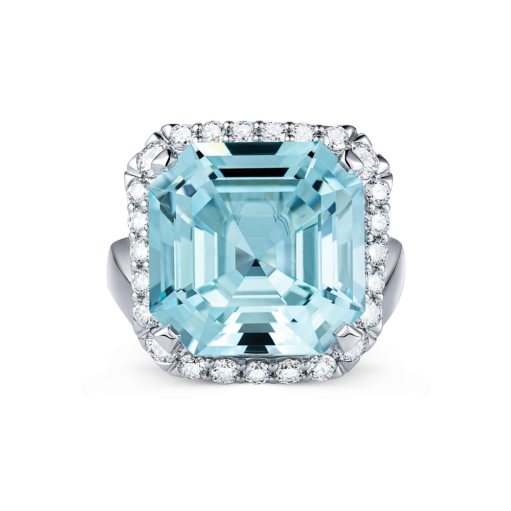 Ring with aquamarine and diamonds картинка 1