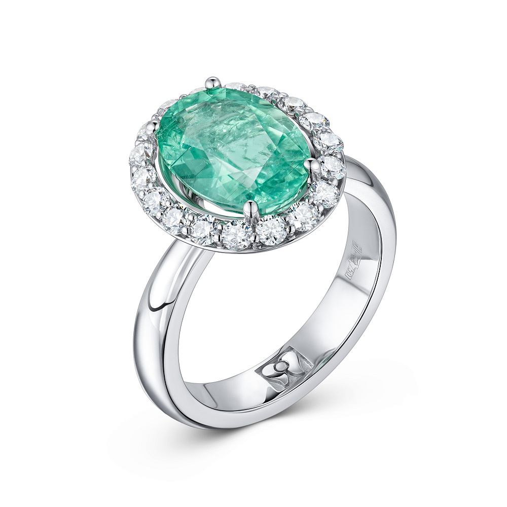 Ring with paraiba tourmaline and diamonds картинка 2