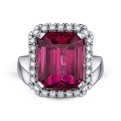 Ring with rubellite tourmaline and diamonds