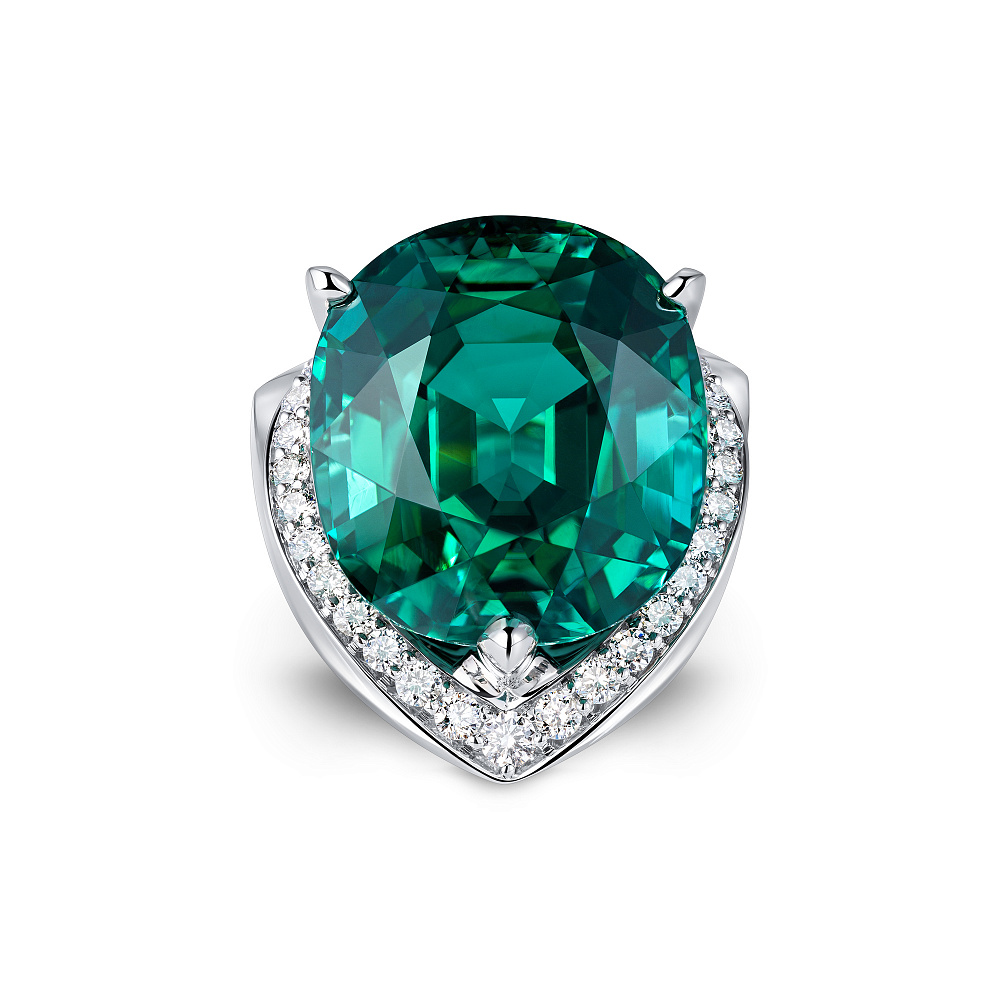  Ring with indicolite tourmaline and diamonds картинка 1