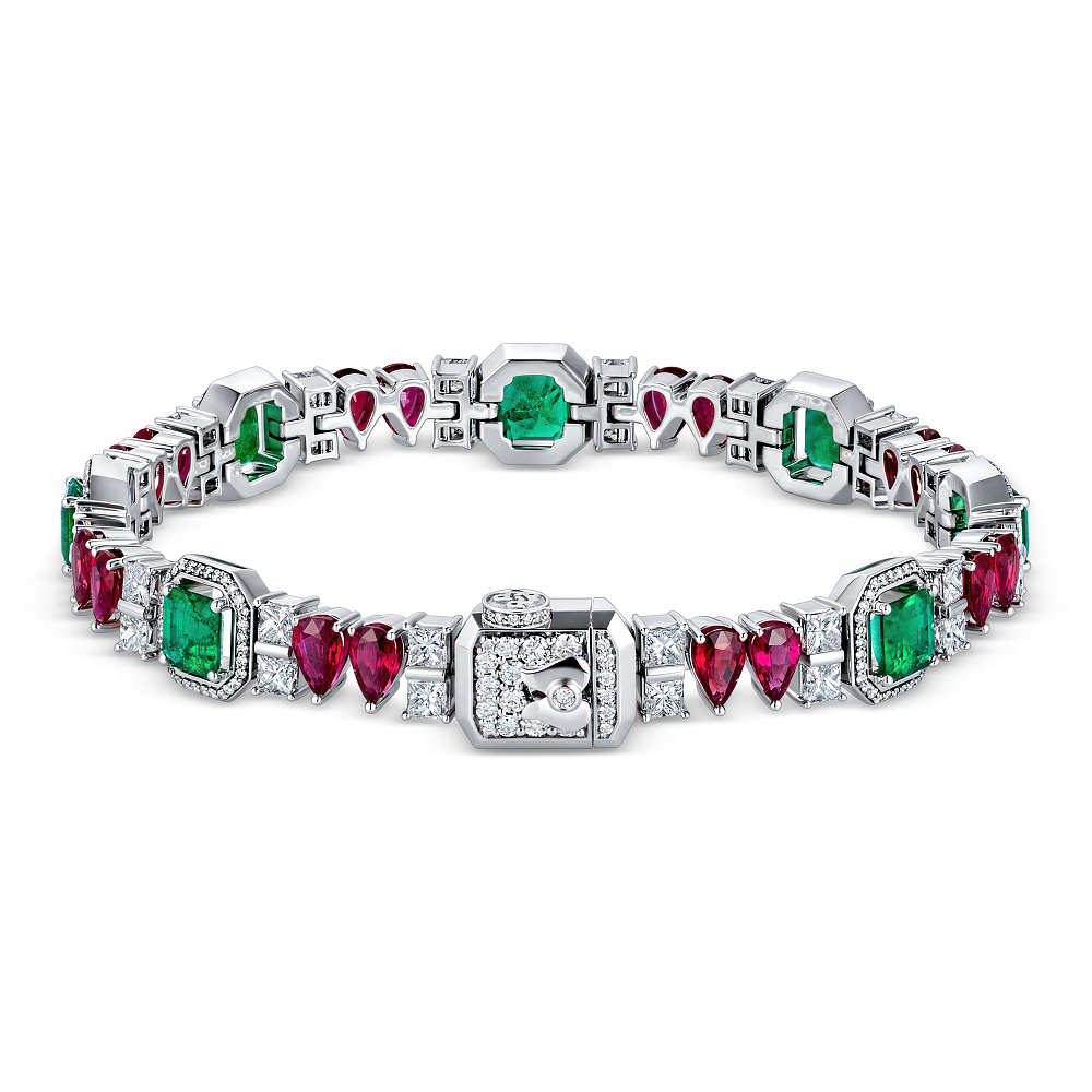 Bracelet with emeralds, rubies and diamonds картинка 2