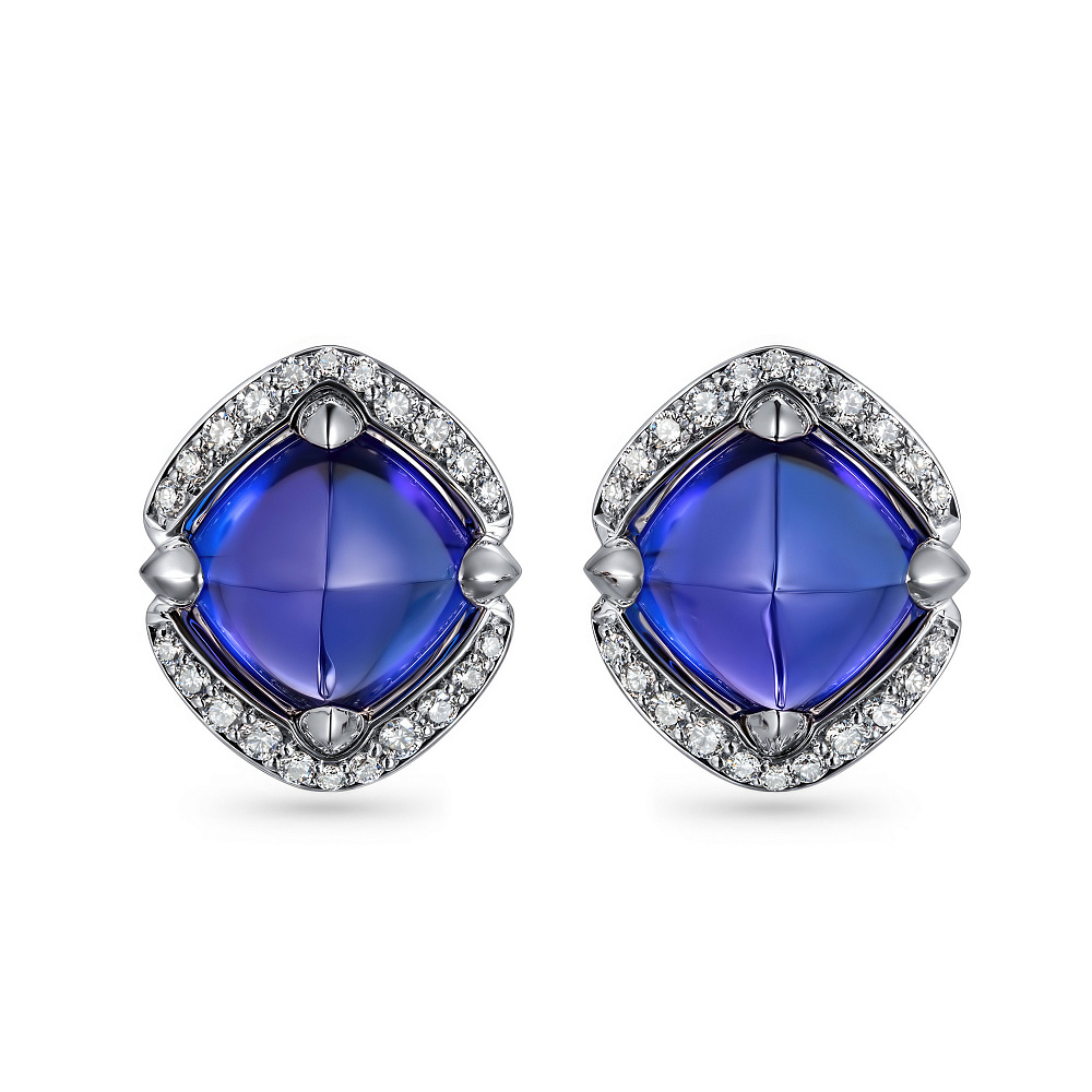 Earrings with tanzanites and diamonds картинка 1