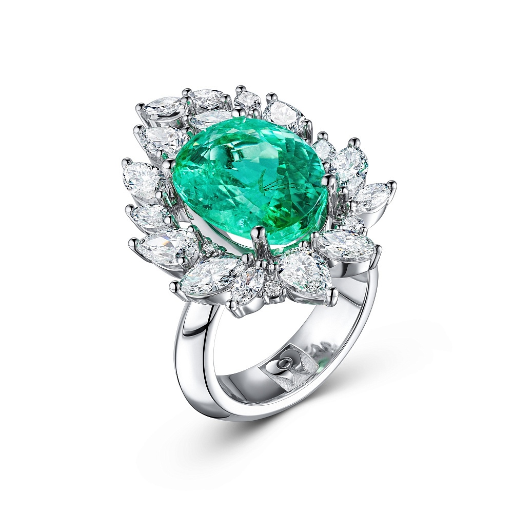 Ring with paraiba tourmaline and diamonds картинка 1