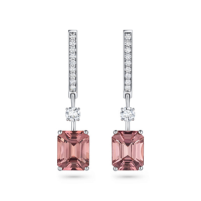 Earrings with orange-pink tourmalines and diamonds