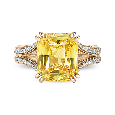 Ring with yellow sapphire and diamonds