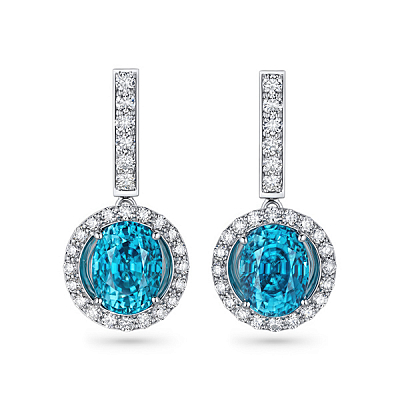 Earrings with Cambodian zircons and diamonds